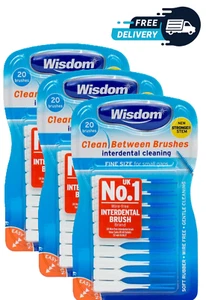 Wisdom Clean Between Interdental Brushes Fine Blue β Pack of 3 (60 Brushes) - Picture 1 of 5