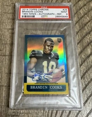 2014 Topps Chrome Brandin Cooks 1963 Mini RC Auto Autograph Refractor /15 PSA 9 - Image 1 of 2
