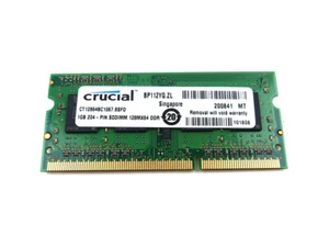 CRUCIAL 1GB DDR3 PC3-8500 1066MHZ CL7 LAPTOP MEMORY MODULE CT12864BC1067.8SFD - Picture 1 of 2