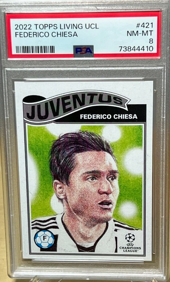 FEDERICO CHIESA 2022 TOPPS LIVING UCL SOCCER CARD #421 JUVENTUS ITALY PSA - Image 1 of 3