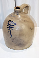 Antique Primitive Salt Glazed Stoneware "S.HART FULTON, NY " Jug