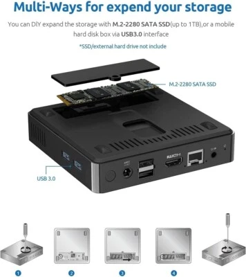 NEW Mini PC Fanless ‎Intel CPU 8GB RAM/128GB eMMC WiFi5 4K HDMI/VGA - Image 1 of 4