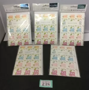 40 Quality Party Invitations & Envelopes Owls Design 5 Packs Of 8 All Occasions - Picture 1 of 4