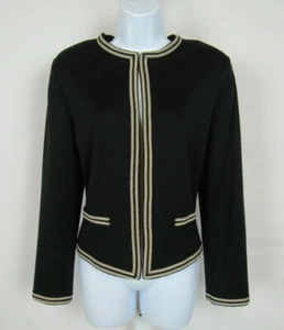 VTG 1960s 70s JAMES KENROB BY DALTON BLACK KNIT SWEATER BLACK TAN TRIM  - Picture 1 of 12