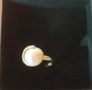Damen Ring Gelbgold 585 Mabeperle Diamant  - Bild 1 von 4