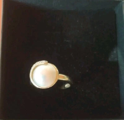 Damen Ring Gelbgold 585 Mabeperle Diamant  - Bild 1 von 4