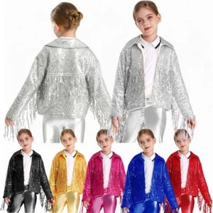 Kids Girls Coat Dancewear Jacket Birthday Outwear Long Sleeve Festival Disco - Picture 1 of 58