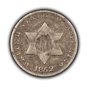 1852 3c Silver Three-Cent Piece - Original Patina - VF/XF - T4636 - Picture 1 of 4