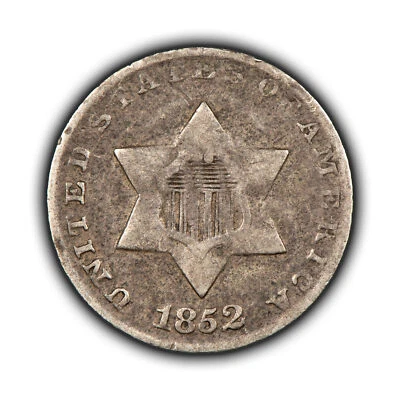 1852 3c Silver Three-Cent Piece - Original Patina - VF/XF - T4636 - Image 1 of 4
