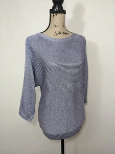 NWT Chico’s Rue Shine Pullover Sweater Frosted Violet 3/4 Sleeve Size 1 or M - Picture 1 of 11