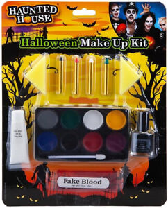 Complete Halloween Make Up Kit Face Paints Zombie Witch Clown Vampire Fake Blood