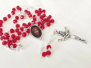 Precious Blood Rosary of Christ Chaplet CRYSTAL Beads Handmade Holy Face 24" - Picture 1 of 6