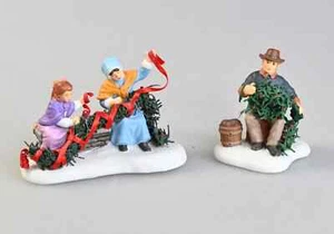 Dept 56 Dickens' Village DECORATING with HOLIDAY GREENERY   #58584  Retired  NIB - Picture 1 of 3