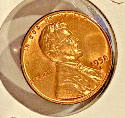 1958-D Lincoln Wheat 1c ~ Choice GEM BU ~Possible Strike-Thru / Other Errors~H81 - Image 1 of 4