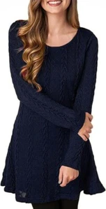 Mansy Sweater Dress for Women Cable Knit Ribbed A-Line Short Fitted Pullover Swe - Picture 1 of 10
