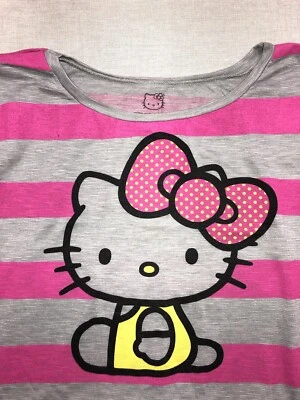 New Women's Junior Doe Hello Kitty Blink  Tee T-shirt  Kimono Grey Xs - Image 1 of 4