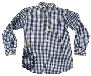 Joseph Aboud Niño Manga Larga Abotonada Camisa Azul Gingham Talla 16 Bordada - Imagen 1 de 8