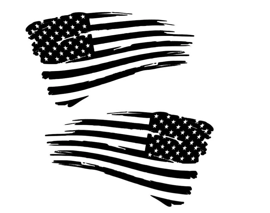 Tattered American Flag Distressed Vinyl Decal Sticker | Ripped Torn USA SET of 2 - Image 1 of 2