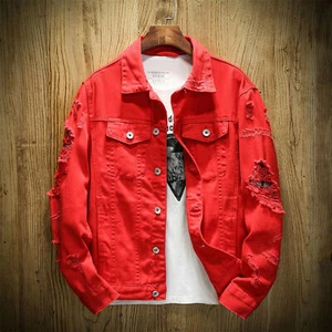 Men's Denim Jacket Ripped Jean Distressed Button Jackets Coat Overcoat M-5XL New - Picture 1 of 11