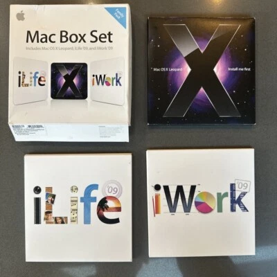 Apple Mac Box Set (MB998Z/A) Inc 3x DVD Mac OSX 10.5 Leopard, iLife’09, iWork’09 - Image 1 of 4