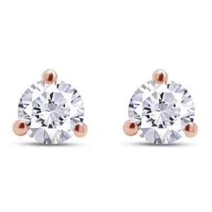 1/2 Ct Round Lab Grown Diamond Earrings 14K Rose Gold SI1 Martini Screw - Picture 1 of 2