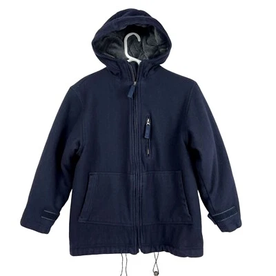 Gap Youth XL Boy Wool Blend Hoodie Jacket Heavy Warm Winter Navy Lined Over Coat - Image 1 of 4