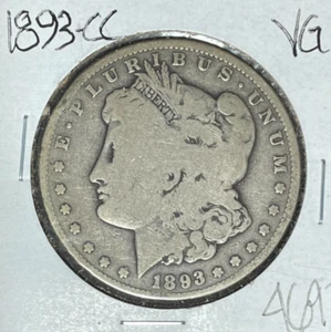 1893-CC MORGAN SILVER DOLLAR ~VG ~NICE COIN~ - Picture 1 of 2
