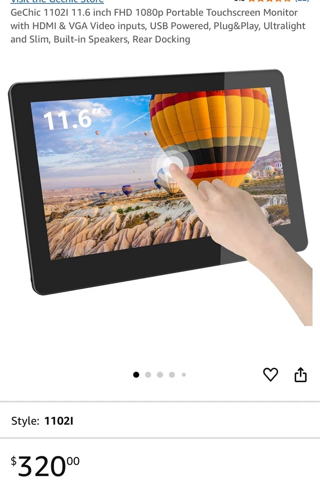 GeChic 1102I 11.6 inch FHD 1080p Portable Touchscreen Monitor with HDMI - Image 1 of 4