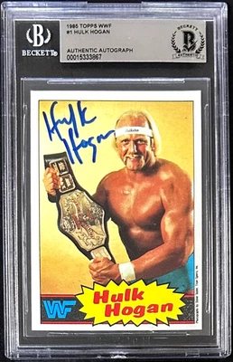 Hulk Hogan Autographed Signed 1985 Topps WWF Card #1 Beckett 15333867 - Image 1 of 2
