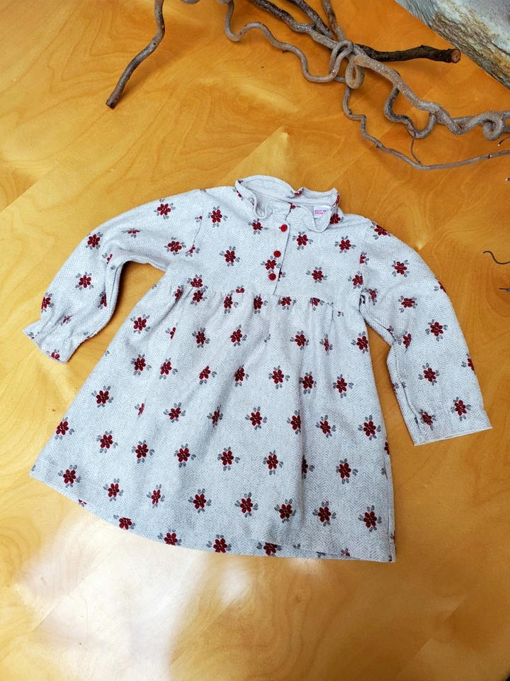 Zara Kleid Langarm Herbst Winter Scandi Blumen 86 92  - Bild 1 von 3