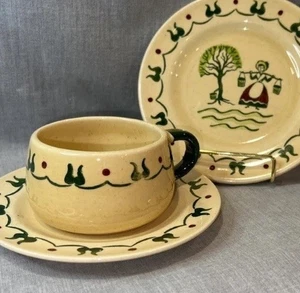 Vintage Merlox Poppytrail Homestead Cup & Saucer Plate Trio - Picture 1 of 21