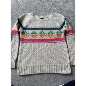 American Eagle Outfitters Jegging Sweater Cream Rainbow Fair Isle Knit XL - Picture 1 of 8