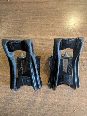 Paire de cales pieds vélo vintage noir CHRISTOPHE  avec sangles - Photo 1/4