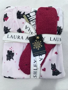 Pijama Laura Ashley Rosa Claro Corazón Con Pijama Negro Scottie Perro -Talla S - Imagen 1 de 6