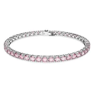 Swarovski Matrix Tennis Bracelet Round Cut, Pink, Rhodium Plated, Medium 5648931 - Picture 1 of 5