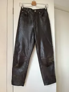 Genuine 100% Soft Leather Trousers / Jeans Womens Dark Brown W27 - Picture 1 of 21