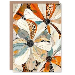 Greeting Card Abstract Floral Painting Wildflowers Animal Print Blank Birthday - Picture 1 of 6
