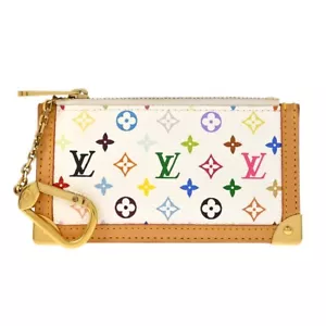 Louis Vuitton White Multicolor Pochette Cles Coin Purse M92655 CA0094 124387 - Picture 1 of 7