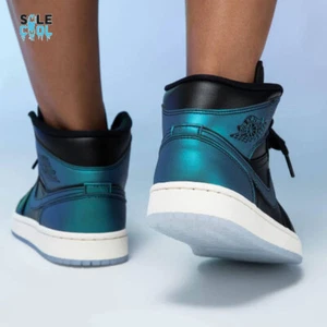 Nike AIR Jordan 1 Mid Iridescent Black WOMENS  BQ6472-009 - Picture 1 of 11