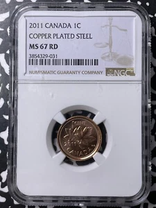2011 Canada Small Cent NGC MS67RD Lot#G9462 Gem BU! Top Graded! - Picture 1 of 3