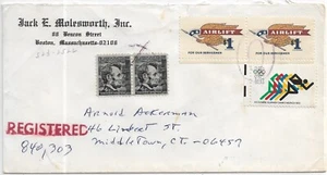 1973 Boston, Ma to Middletown, Ct Registered (Sc #1341, $1 Airlift) (59873) - Picture 1 of 2