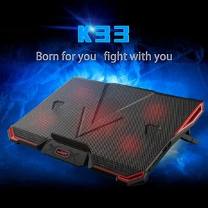 Laptop Cooling Pad 2 USB 5 Fan Gaming Led Light Notebook Cooler For 12-17inch - Picture 1 of 10
