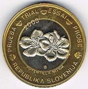 Slovenia 2003 (Gr) probe-pattern-essai - 1 euro - Flower (bimetal) - Picture 1 of 1