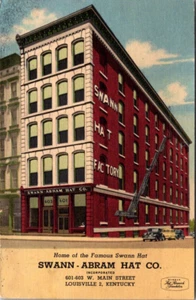 LOUISVILLE, KENTUCKY - SWANN-ABRAM HAT CO FACTORY - VINTAGE LEINEN POSTKARTE - Bild 1 von 2