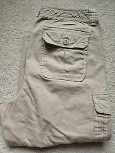 Eddie Bauer Crop Hose Damen 12 Khaki Kontrastnähte Capri Cargo 90er Y2K - Bild 1 von 5