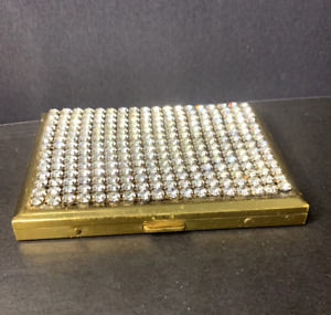 Vintage An Original Marhill set with Rhinestone Gold Tone Cigarette Compact case