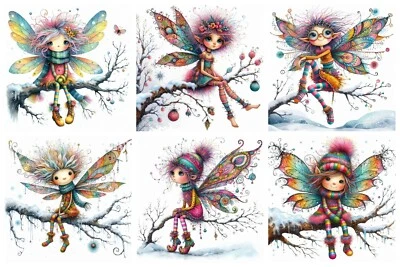 DAZZLING ACE DESIGNS WINTER FAIRIES Cardmaking Card Toppers Scrapbook Tags Paper Craft