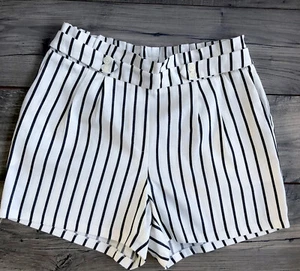 Gestreifte Shorts EXPRESS extrem hoher Bund Gr. L neu gestreift blau elfenbein A14 - Bild 1 von 5