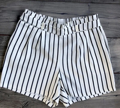 Pantalones Cortos Rayas EXPRESS Extreme Tiro Alto Talla L Nuevos Rayas Azul Marfil A14 Foto 1 de 4