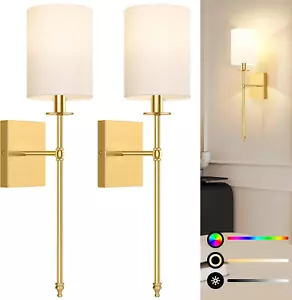 24.5 Inch Wall Sconces Battery Operated Set of 2, Rechargeable Wireless Wall Sco - Picture 1 of 8